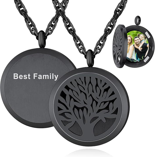 Supcare Locket Necklace That Holds Pictures-Engraved Photo Pendant Custom Jewellery Gifts for Men Women (with Jewellery Gift Box)