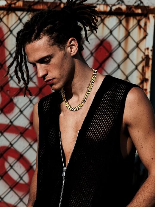 Bestyle Barbed Wire Necklace 5/7/9/12mm Mens Chain Necklaces Hip-hop Punk Gothic Stainless Steel Chain Heavy Thick Cuban Link Chain for Men Women, Length 16/18/20 Inch