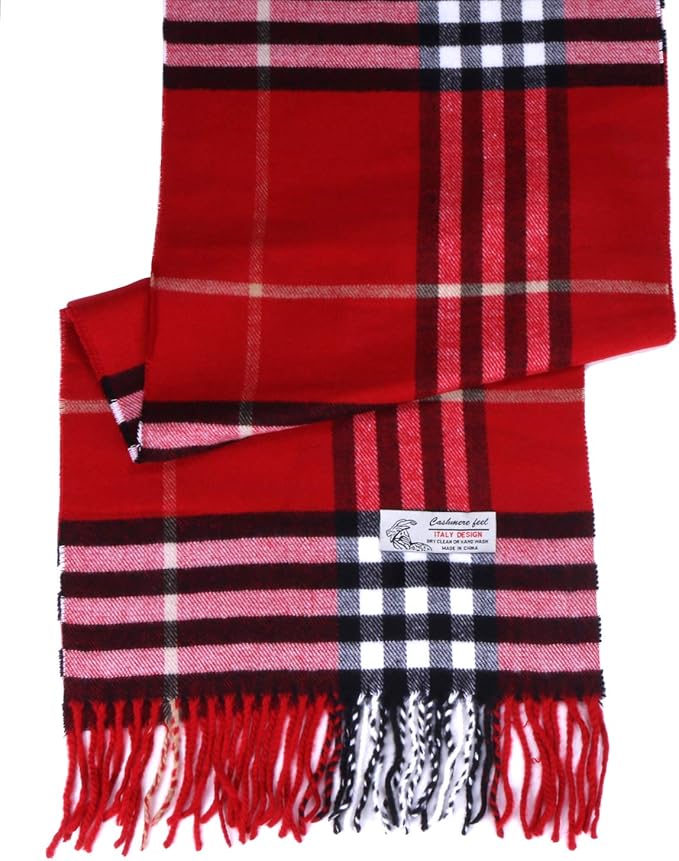 TZ Promise Tartan Plaid Cashmere Feel Classic Soft Luxurious Winter Scarf For Men Women