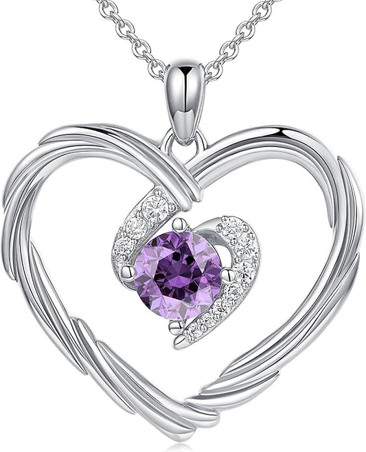 G&GEMSJEW 18K Gold Heart Birthstone Necklaces for Women, S925 Sterling Silver Jewelry Birthday Gifts for Women Wife Girlfriend Mom, Anniversary Christmas Valentines Gifts