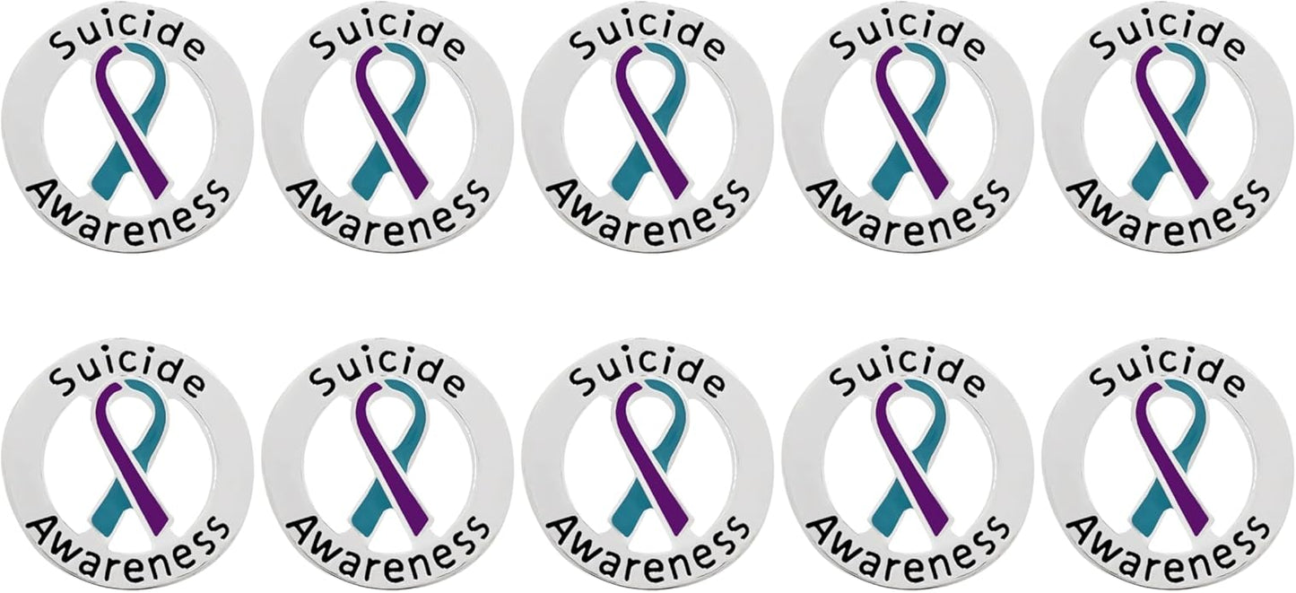Suicide Awareness and Prevention Pin - Bulk Packs - Variety Pack of Teal & Purple Ribbon Pin Perfect for Support Groups, Gift-Giving and Fundraising