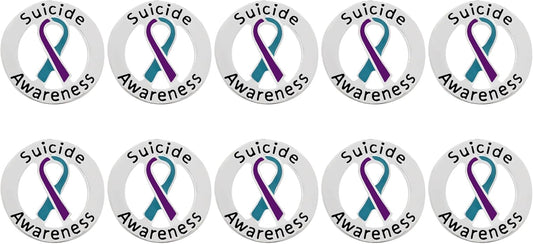 Suicide Awareness and Prevention Pin - Bulk Packs - Variety Pack of Teal & Purple Ribbon Pin Perfect for Support Groups, Gift-Giving and Fundraising