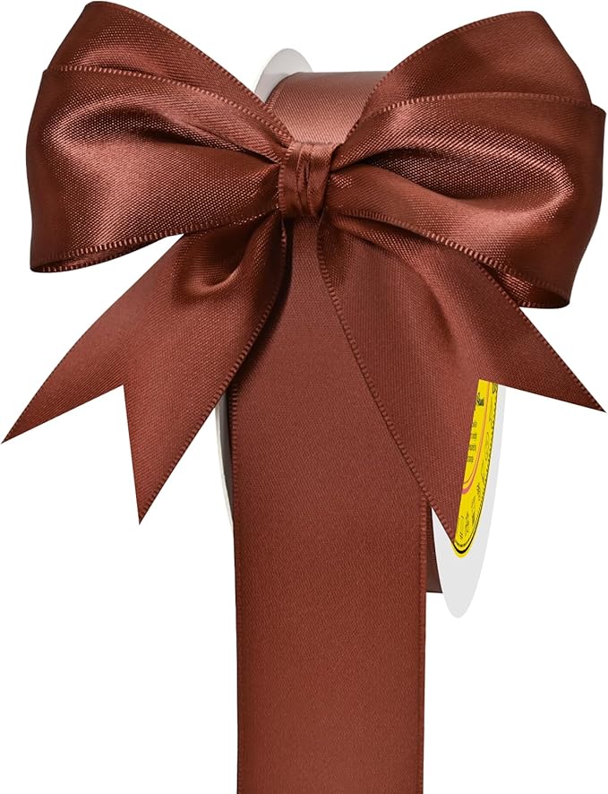 LEEQE Double Face Rust Satin Ribbon 1-1/2 inch X 50 Yards Polyester Rust Ribbon for Gift Wrapping Very Suitable for Weddings Party Hair Bow Invitation Decorations and More