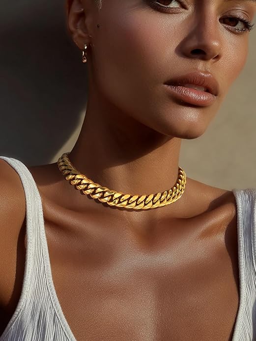 ChainsPro Chunky Miami Cuban Link Chains for Men,Stainless Steel Cuban Chain Necklace,4.8/6/10/14mm Width,No Tarnish& Thick Hip Hop Jewelry,18-30 inch Length, Black/Gold Plated/Silver,Send Gift Box