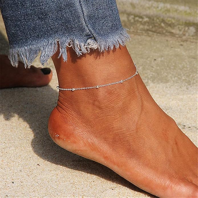 Personalized Name Ankle Bracelet for Women Custom Layered Name Anklet with Initials 18K Gold Plated Graduation Gift Customized Anklets for Women 8.7”-10.7”