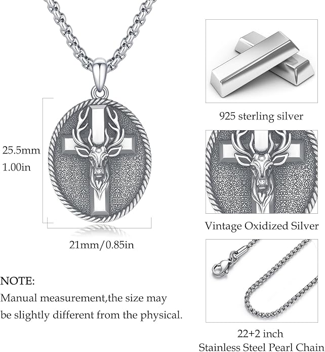 YEESIA Cross Necklace for Men Women 925 Sterling Silver Christian Pendant Religious Jewelry Gift for Men Women.