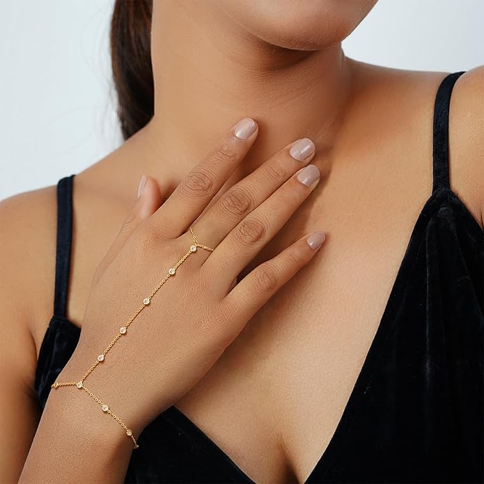 Hand Chain Bracelet for Women, Finger Ring Bracelets for Women Trendy, Dainty Simple Waterproof Bracelet Fashion Jewelry for Women