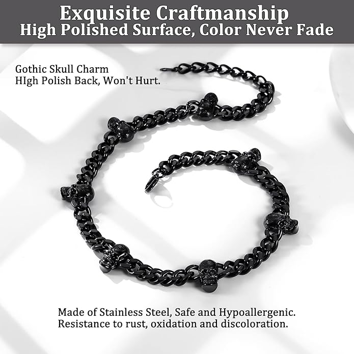 Bestyle Barbed Wire Necklace 5/7/9/12mm Mens Chain Necklaces Hip-hop Punk Gothic Stainless Steel Chain Heavy Thick Cuban Link Chain for Men Women, Length 16/18/20 Inch