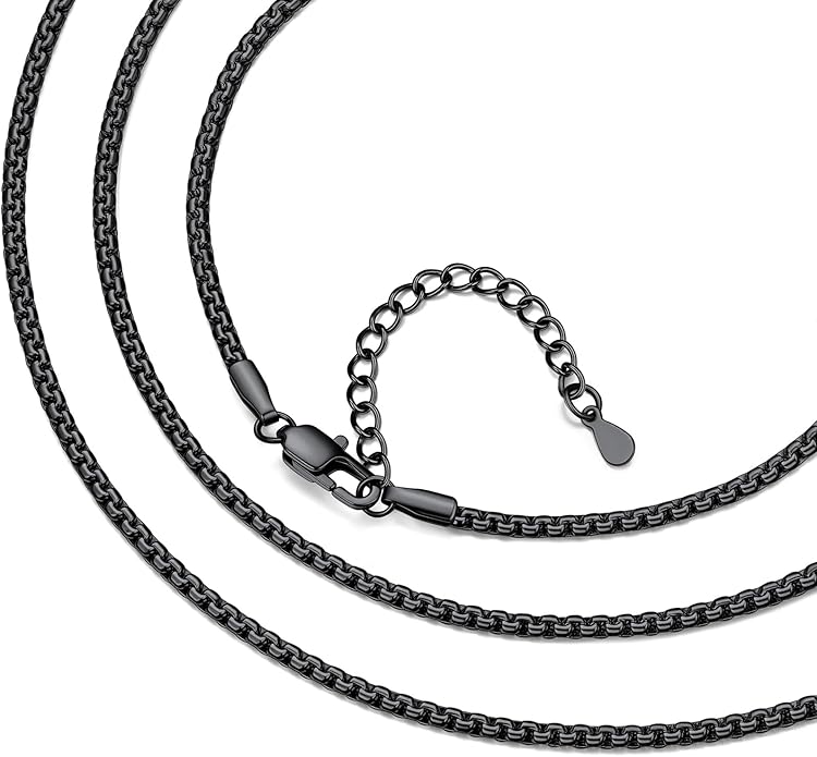 Bestyle 18K Gold Plated/Silver/Black Chain for Men, Hypoallergenic 2/4/6/8mm Stainless Steel Flat Link Chain Necklace for Men & Women Hip Hop Jewelry, 14-30"