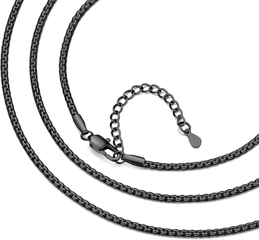 Bestyle 18K Gold Plated/Silver/Black Chain for Men, Hypoallergenic 2/4/6/8mm Stainless Steel Flat Link Chain Necklace for Men & Women Hip Hop Jewelry, 14-30"