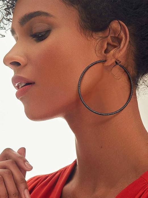PROSTEEL 30/40/60/80/100mm Chunky Hoop Earrings For Women Gold Plated/Black Stainless Steel Hoops Earrings Statement Jewelry
