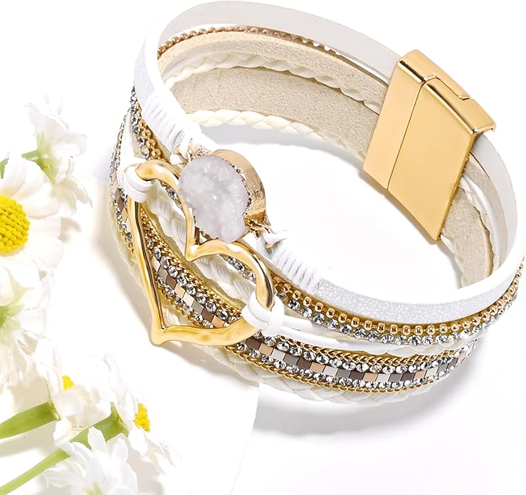 VIBILIA Boho Leather Wrap Bracelets for Women Multi-Layer Bracelets with Strong Clasp Jewelry for Women