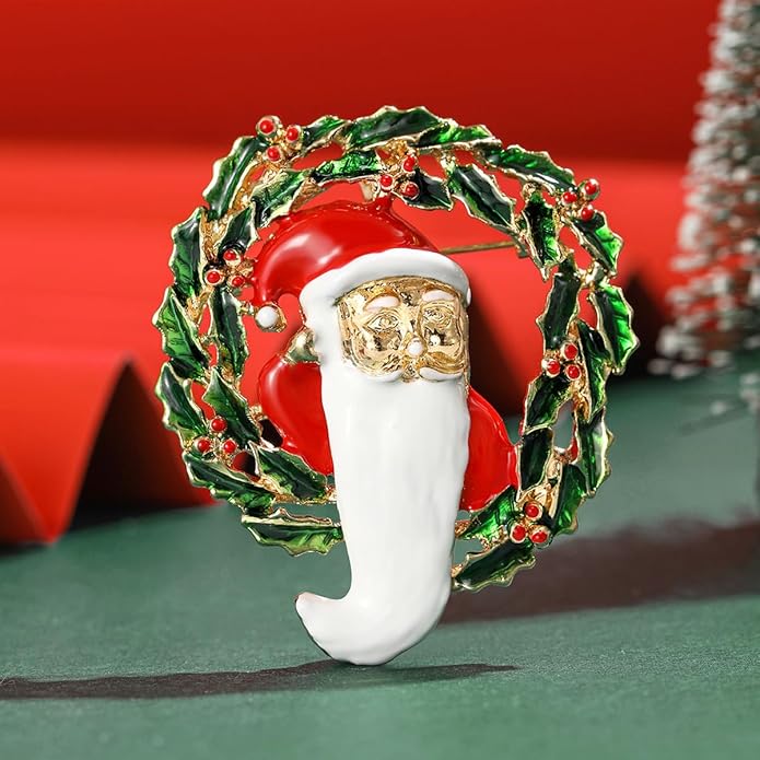 ONLYJUMP Christmas Bell Brooch Pins for Women Girls Lovely Crystal Christmass Tree Snowflake Bell Reindeer Snowman Brooches Colorful Xmas Enamel Pins Holiday Party Gift