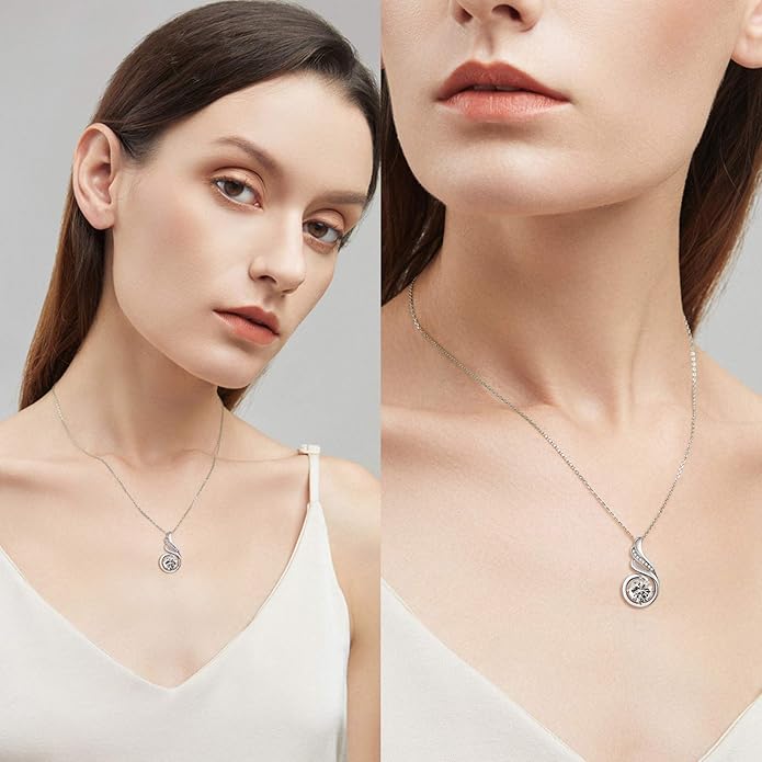 TANGPOET Birthstone Gemstone Necklaces for Women 925 Sterling Silver Dainty Pendant Jewelry Valentines Mothers Day Christmas Birthday Gifts for Mom Girlfriend Wife Daughter