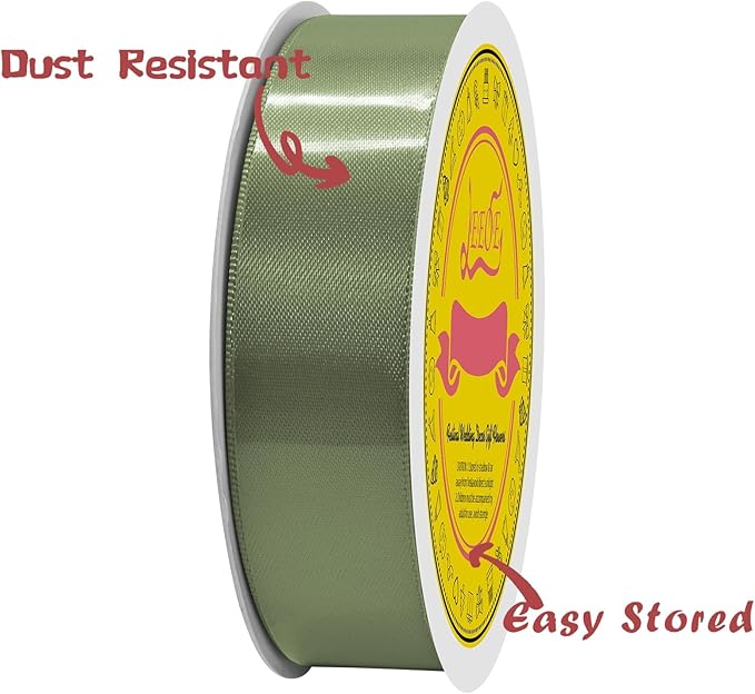 LEEQE Double Face Spring Moss Satin Ribbon 7/8 inch X 25 Yards Polyester Spring Moss Ribbon for Gift Wrapping Very Suitable for Weddings Party Hair Bow Invitation Decorations and More