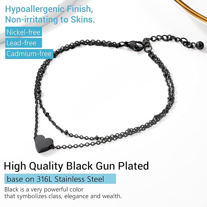 PROSTEEL Stainless Steel Chain Anklets for Women, Silver/Gold Tone, Ankle Bracelets Hypoallergenic, 8-10.5 Inch Adjustable, Come with Box