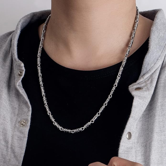 Dankadi Vintage Chic 4.5mm Curb Mens Necklace -925 Sterling Silver Cylindrical Box Chain Italy Jewelry -Neck Link Chains For Man Women 20" 22" 24" inch