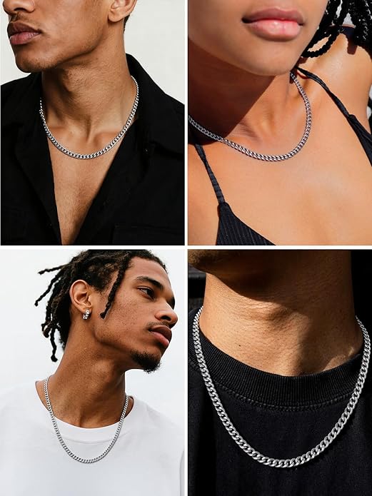 U7 Cuban Link Chain Necklace for Men, Stainless Steel/Black/Gold Mens Necklaces, Chunky Curb Chain Necklace in 6/9/12mm Width 18-30 Inches, Thick Choker Jewelry with Box Packed