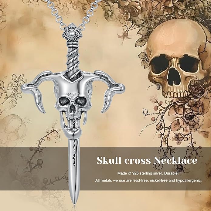 KoyeKei Sterling Silver Halloween Necklace Gothic Jewelry Gifts for Women Men