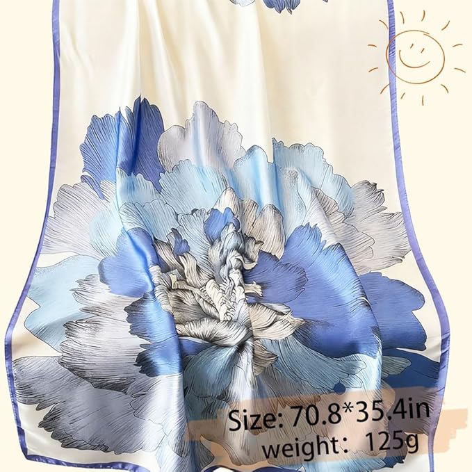 Clysoru Silk Scarf For Women Hair Scarves Lightweight Satin Elegant Shawl Wraps Bufanda Mujer Fashion Accessories 70.8"X35.4"
