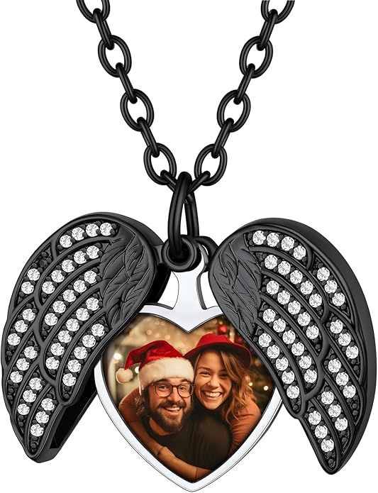 Supcare Locket Necklace That Holds Pictures-Engraved Photo Pendant Custom Jewellery Gifts for Men Women (with Jewellery Gift Box)