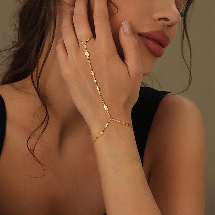 Hand Chain Bracelet for Women, Finger Ring Bracelets for Women Trendy, Dainty Simple Waterproof Bracelet Fashion Jewelry for Women