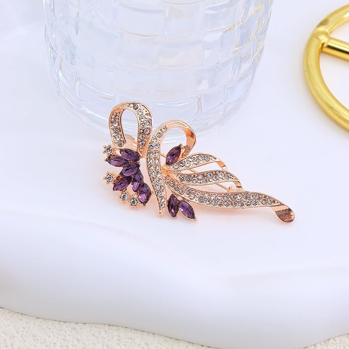 Rhinestone Brooches for Women,Vintage Silver Large Brooch Pins Blue Crystal Dress Brooch Pin Decorative Pins,Fashion Prom Jewelry Accessories
