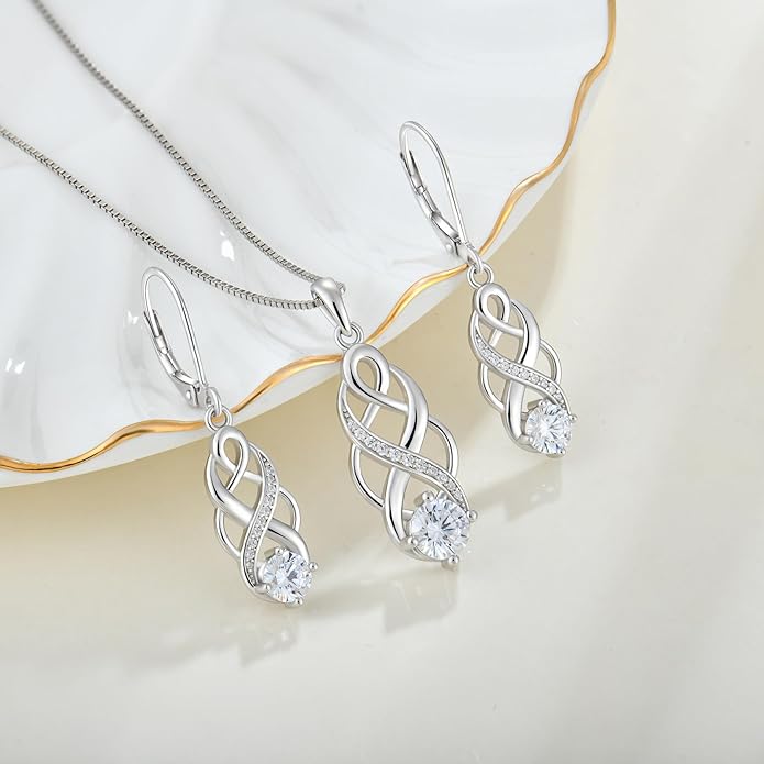 Infinity Celtic Knot Necklace 925 Sterling Silver Irish Pendant Birthstone Jewelry for Women