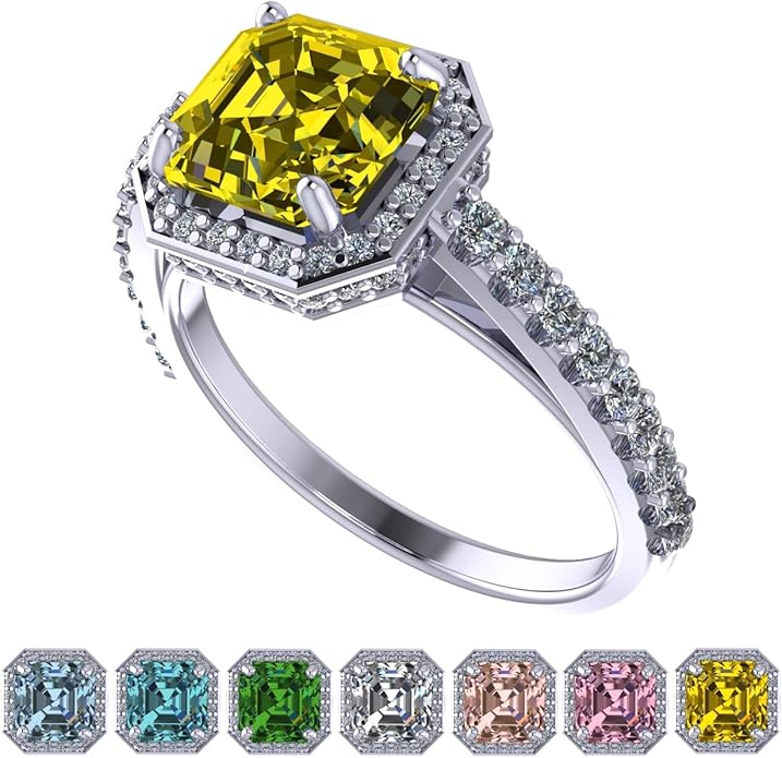 NANA Jewels Sterling Silver Engagement Rings for Women - Choose Simulated Morganite, Citrine, Aquamarine & More
