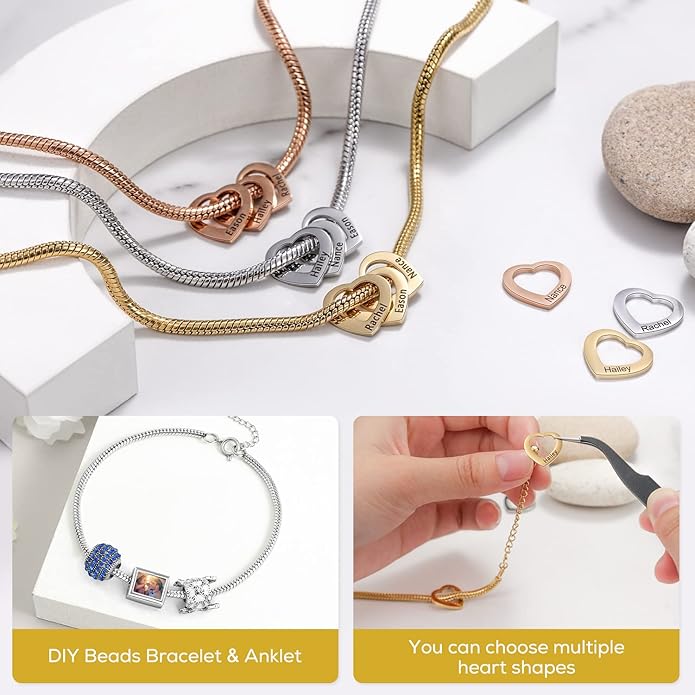 Personalized Anklets for Women Adjustable Silver Gold Anklets with Heart Name Initial Ankle Bracelets for Women Jewelry Gifts for Mom Her