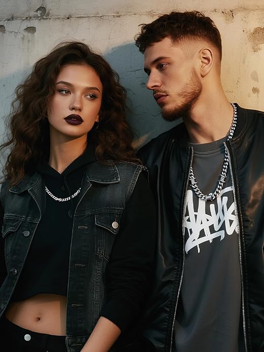 Bestyle Barbed Wire Necklace 5/7/9/12mm Mens Chain Necklaces Hip-hop Punk Gothic Stainless Steel Chain Heavy Thick Cuban Link Chain for Men Women, Length 16/18/20 Inch