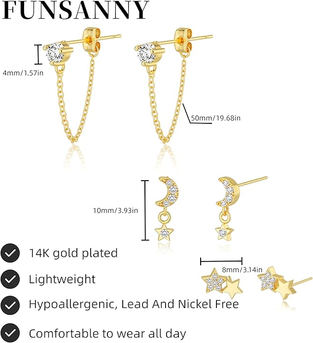 Gold Ear Cuffs Earrings for Women Non Piercing - Clip on Cartilage Earrings Dainty 14K Gold Sterling Silver Plated Cubic Zirconia Huggie Hoop Earring for Women No Tarnish Trendy Jewelry Set