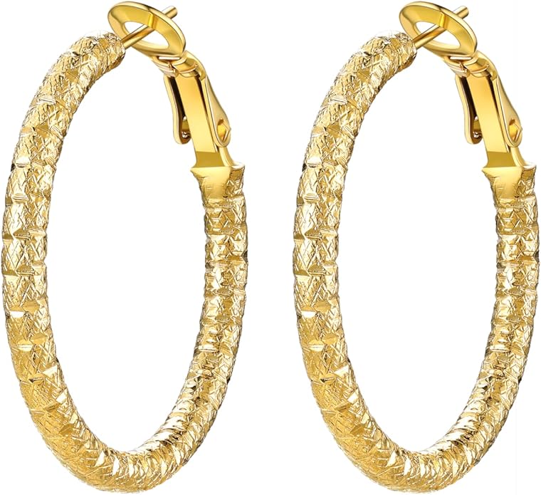 PROSTEEL 30/40/60/80/100mm Chunky Hoop Earrings For Women Gold Plated/Black Stainless Steel Hoops Earrings Statement Jewelry