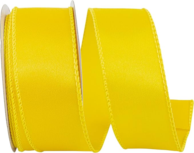 Reliant Ribbon 92575W-079-09F Satin Value Wired Edge Ribbon, 1-1/2 Inch X 10 Yards, Yellow