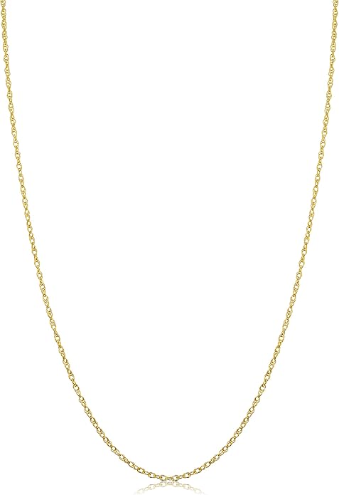 Kooljewelry Womens Classic Rope Chain - 10k Yellow Gold Barely-There Necklace, Thin Lightweight