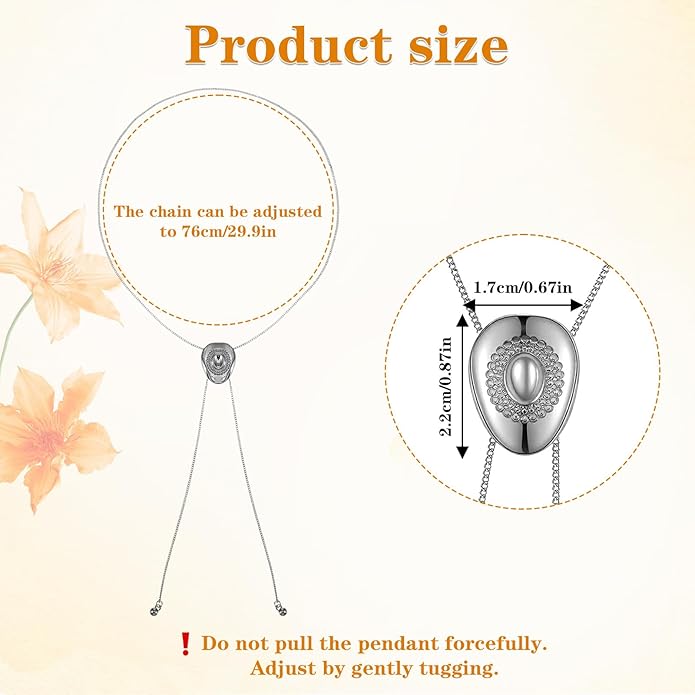 Yolev Western Necklaces For Women Cowgirl Necklace For Women Bolo Tie Lariat Hat Chain Y Necklaces Country Western Jewelry