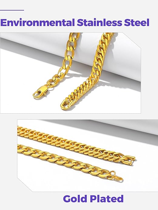 Richsteel 2PCS/3PCS Bracelets Chain for Men Women Stainless Steel Silver/Gold/Black Cuban/Rope Link Chain Bracelets Set, 7.4/8.2/9 Inch Hand Chain Length for Men Women Jewelry