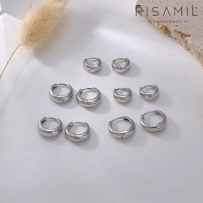 Hoop Earrings for Women 14K Gold Plated/Silver Hoops Simple Knot Huggie Small Hoop Earrings Set Trendy Hoops Everyday Wear Earrings for Women Jewelry