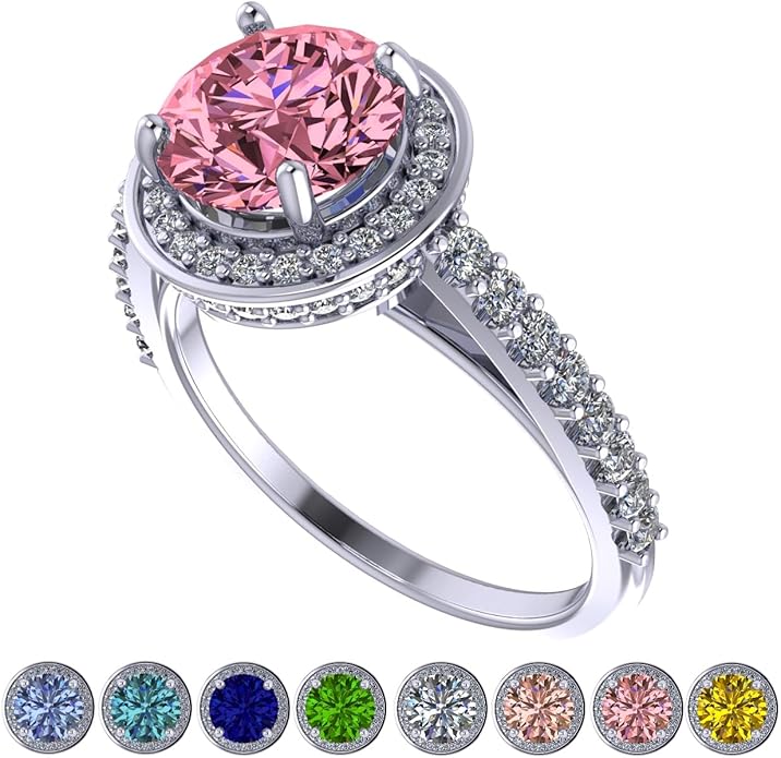 NANA Jewels Sterling Silver Engagement Rings for Women - Choose Simulated Morganite, Citrine, Aquamarine & More