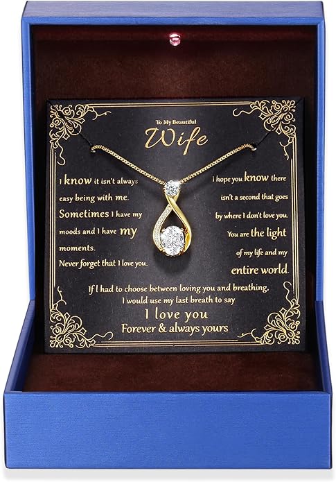 geweio 1.5CT Moissanite Infinity Pendant Necklace in Gift Box|Anniversary Wedding Gifts for Women Wife Her|S925 Sterling Silver 18K White Gold/Gold Filled|Jewelry for Birthday Christmas Valentines Day