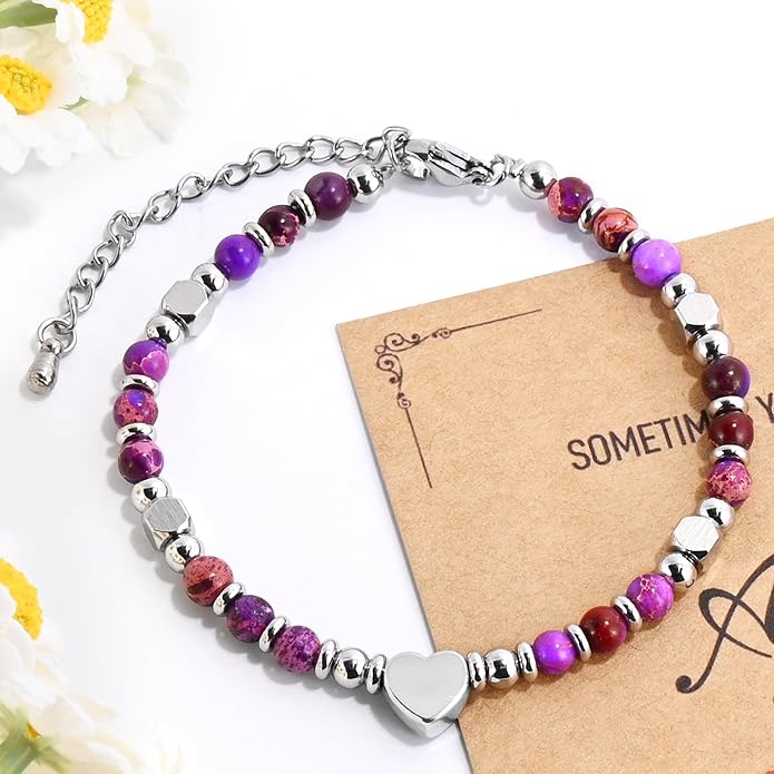 VIBILIA Cross Beaded Bracelets for Women, Inspirational Natural Heart Religious Bracelets for Women, Birthday Christian Gifts for Women on Thanksgiving Christmas Gifts