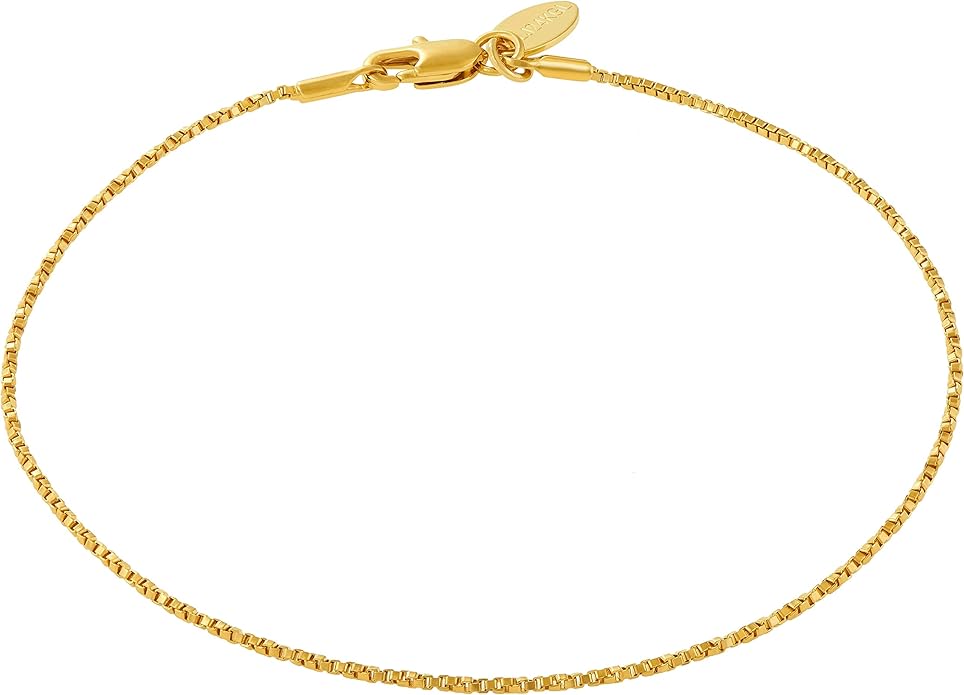 LIFETIME JEWELRY Womens Gold Anklet Twisted Box Chain Ankle Bracelet 24k Real Gold Plated