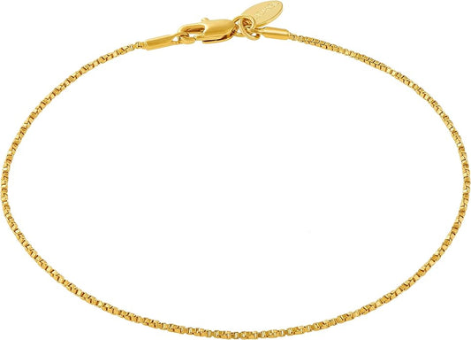 LIFETIME JEWELRY Womens Gold Anklet Twisted Box Chain Ankle Bracelet 24k Real Gold Plated