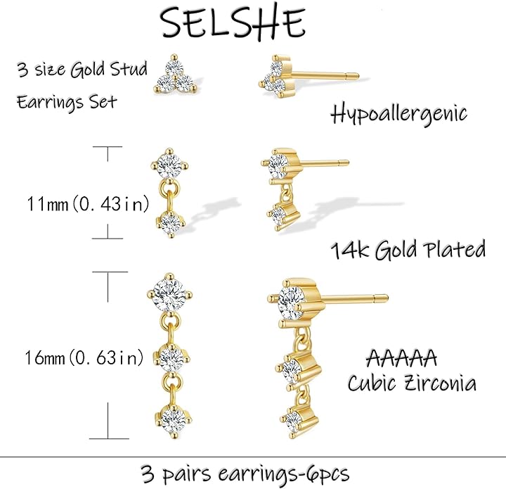 Gold Plated Earrings for Women, 14k Gold Plated Earring Stack Hypoallergenic Pearl Drop Earring Dainty Earrings for Women Trendy Cute Small Huggie Hoop Earring Fashion Womens Jewelry