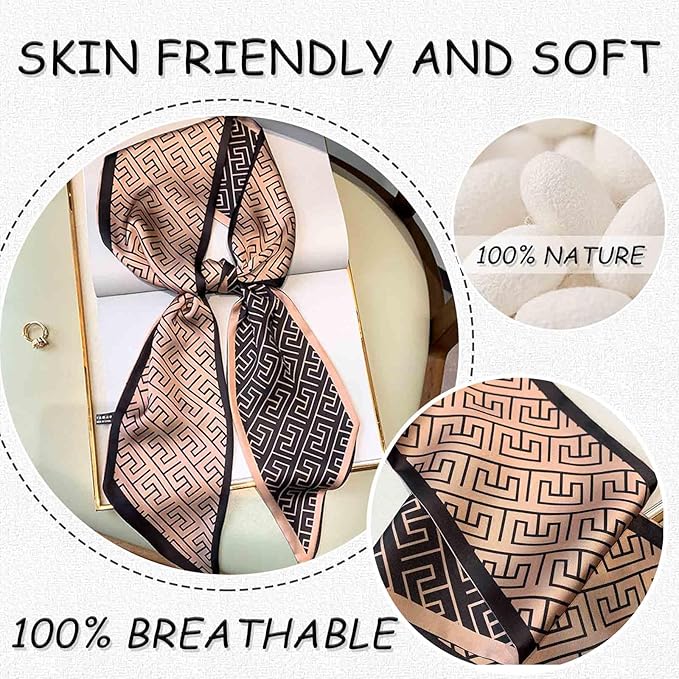 Dailyacc Hair Scarf for Women Fashion Silky Satin Headscarf Wrap Breathable Lightweight Neck Scarves For Handbag