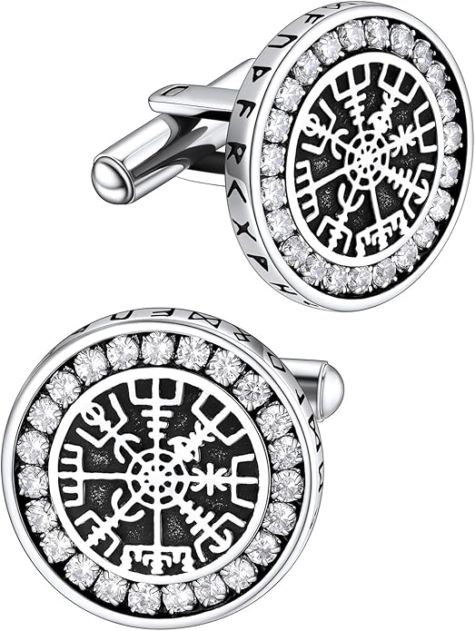 FaithHeart Mens Cufflinks, Norse Viking Tuxedo Shirt Cuff Links, Stainless Steel Cuff Links and Shirt Studs, Gift Box