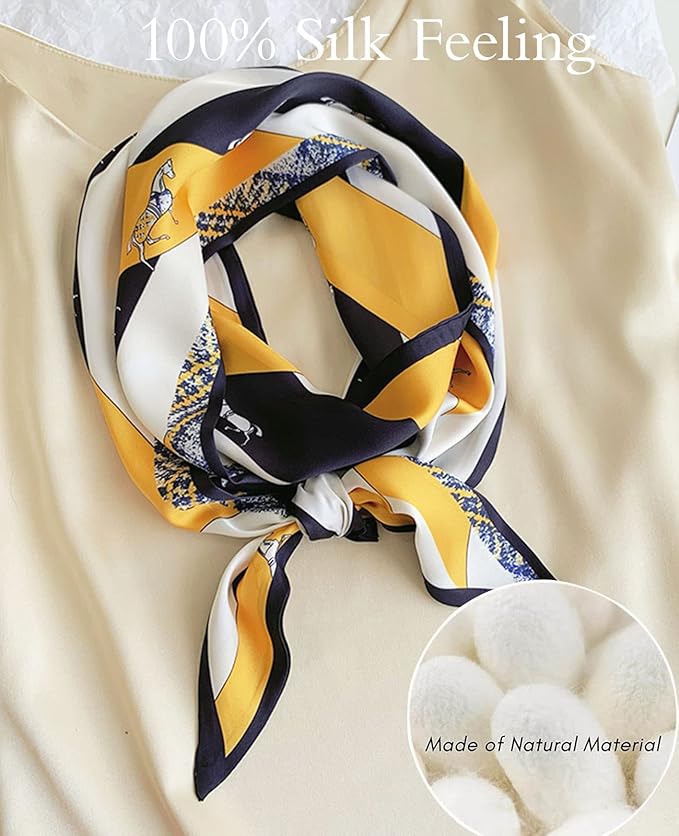 kcctoo 59" Mulberry Silk Like Head Scarf Women's Fashion Square Neck Satin Scarfs for Bag Hair Scarves Gift 59 * 5.9”