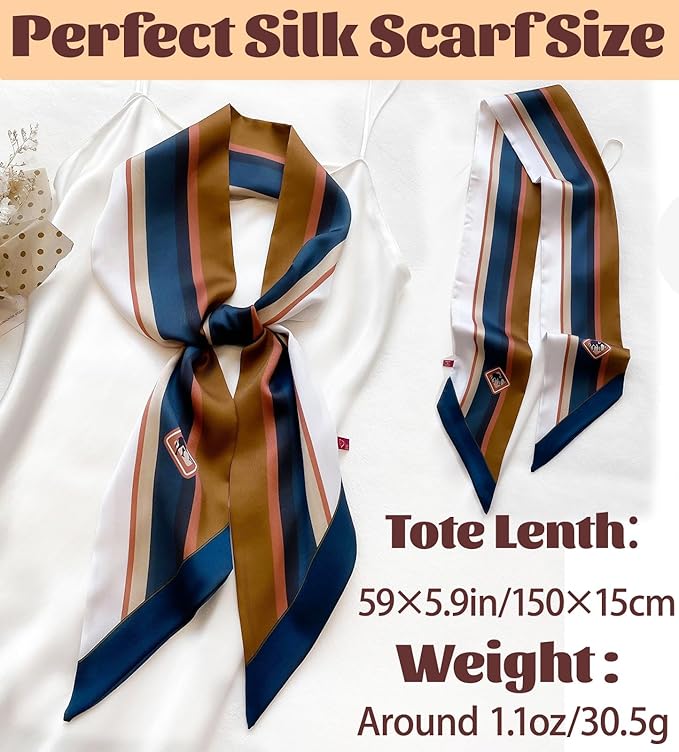 kcctoo 59" Mulberry Silk Like Head Scarf Women's Fashion Square Neck Satin Scarfs for Bag Hair Scarves Gift 59 * 5.9”