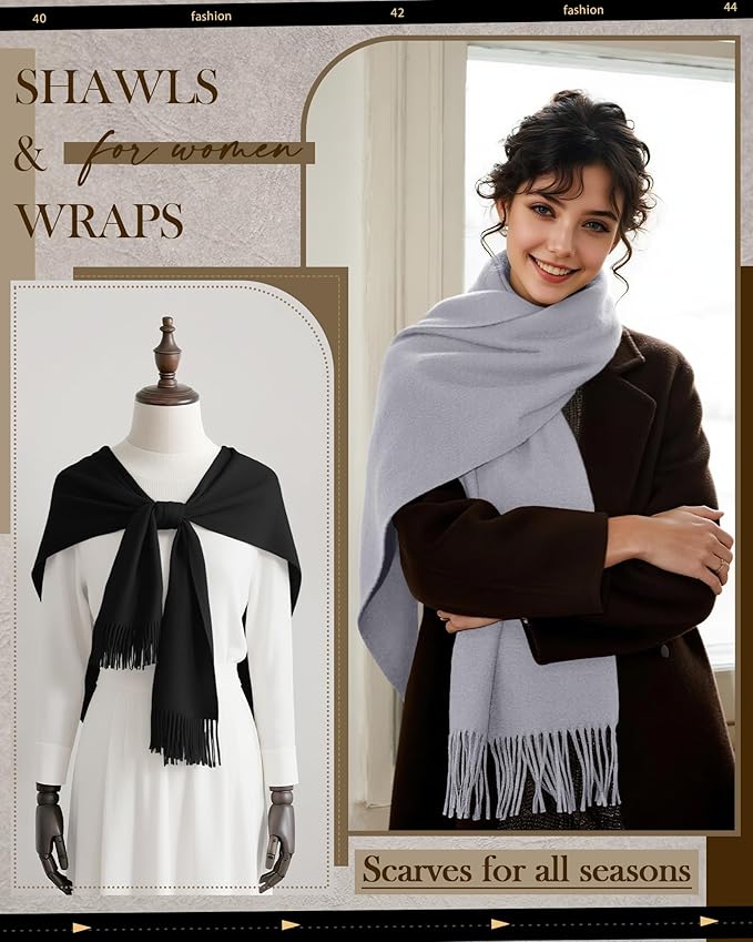Oakgarden 3 Pack Winter Scarf for Women Pashmina Scarves Shawl Wraps Bridesmaid Gifts for Evening Dresses