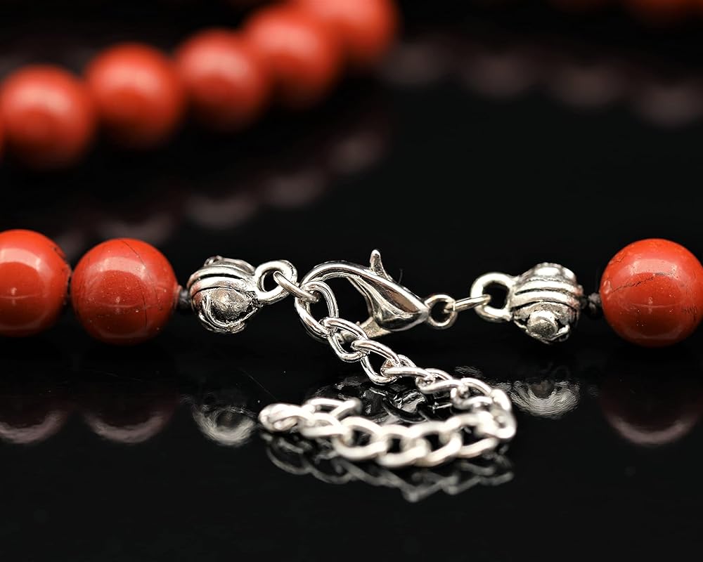 Natural Red Jasper Beaded Choker, Genuine Red Crystal Necklace, Fancy Gemstone Choker, 8mm Beads, Unique Fashion Jewelry, Healing Crystal Chakra Necklace, Durable Stone Necklace, Aries Necklace
